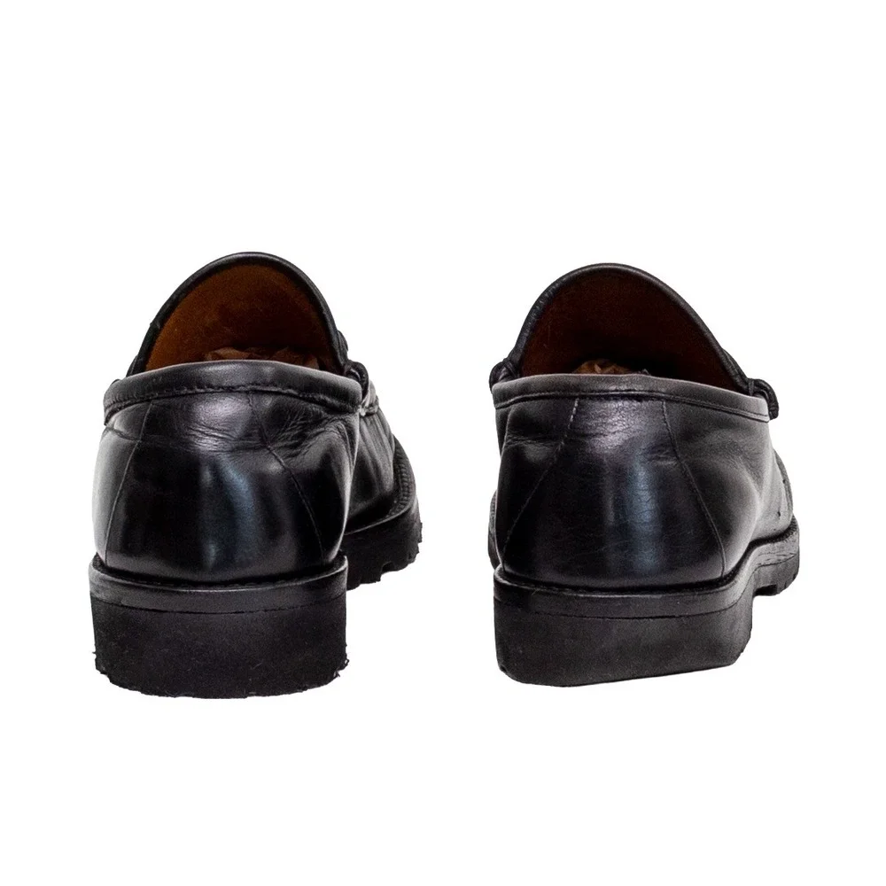 Vintage Gucci Mens Black Leather Horsebit Loafers Vibram Lug Sole Men's Size 10